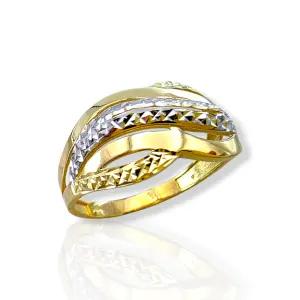 Дамски двуцветен златен пръстен с ажурен дизайн 14K RG13459