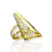 Дамски златен пръстен „Пиано“ с триъгълна ажурна плочка 14K RG12926