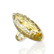 Дамски златен пръстен „Бадем“ с продълговата ажурна форма 14K RG12928
