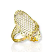 Дамски златен пръстен с фина ажурна мрежа и дантели 14K RG12612