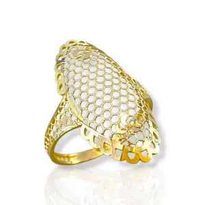 Дамски златен пръстен с фина ажурна мрежа и дантели 14K RG12612
