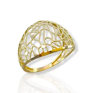 Дамски златен пръстен куполна ажурна геометрична форма 14K RG12613