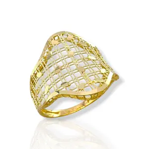 Дамски златен пръстен решетъчен дизайн с кръгли акценти 14K RG12614