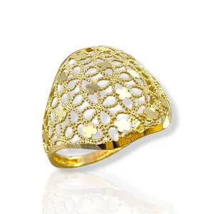 Дамски златен пръстен флорален ажур с детелини 14K RG12615