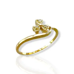 Дамски златен пръстен с нежен цветен мотив 14K RG12623