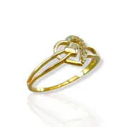 Дамски златен пръстен сърце с циркониева рамка 14K RG12624