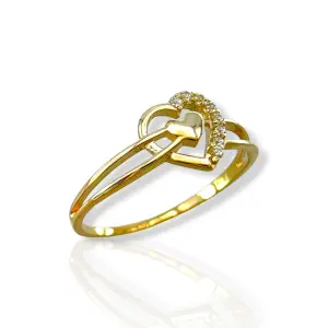 Дамски златен пръстен сърце с циркониева рамка 14K RG12624