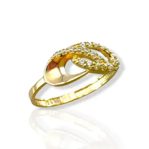 Елегантен дамски златен пръстен с абстрактна форма и фини циркони 14K RG12625