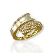 Дамски златен пръстен с верижен и гладък елемент 14K RG12632