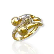Дамски златен пръстен със сферични акценти и циркони 14K RG12634