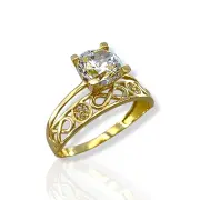 Елегантен дамски златен пръстен солитер с безкрайности 14K RG12642