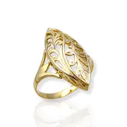 Дамски златен пръстен Бадем с ажурен дизайн 14K RG12166