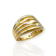 Дамски златен пръстен без камъни с оребрена форма 14K RG12169
