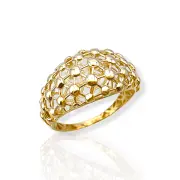 Дамски златен пръстен без камъни ажурна структура с полусфери 14K RG12174