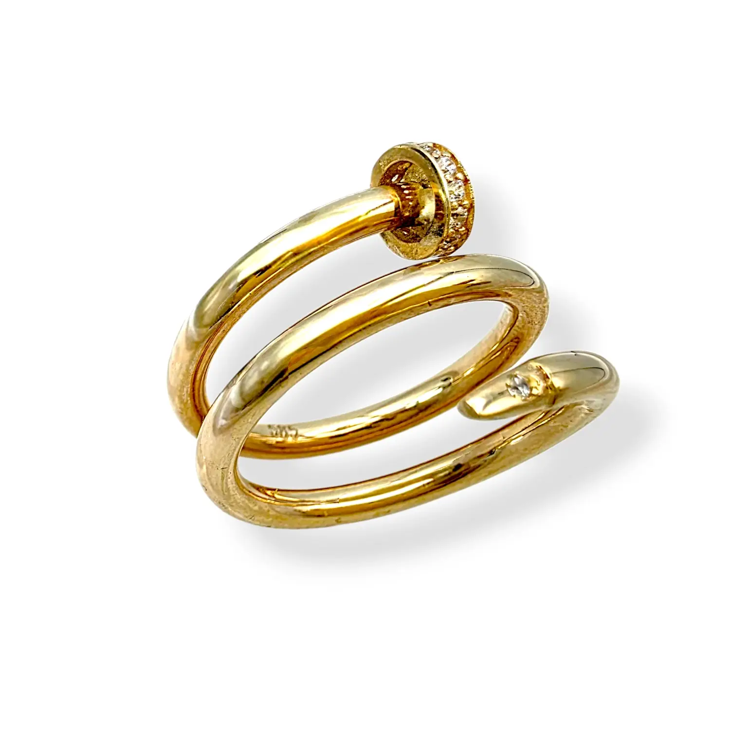 Стилен дамски златен пръстен Cartier с циркони 14K RG11971