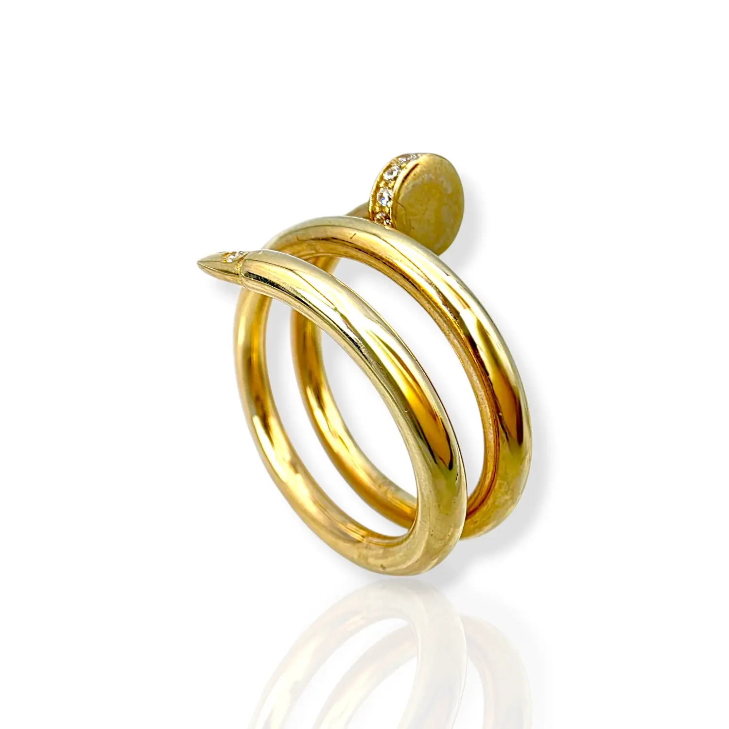 Стилен дамски златен пръстен Cartier с циркони 14K RG11971