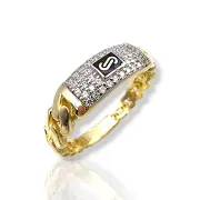 Дамски златен пръстен Monaco Chain с цирконии и лого CLASSIC PLAIN / VERTICAL PAVÉ 14К RG10971