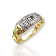 Дамски златен пръстен Monaco Chain с масивна плочка S CLASSIC PLAIN / VERTICAL PAVÉ 14К RG10972