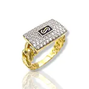 Дамски златен пръстен Monaco Chain с лого и циркони CLASSIC PLAIN / VERTICAL PAVÉ 14К RG1010950