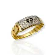 Дамски златен пръстен Monaco Chain с циркони Pavé Link 14К RG11963