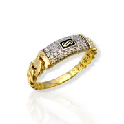 Дамски златен пръстен Monaco Chain блестящ акцент Pavé Link 14К RG11964