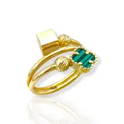 Дамски златен пръстен Ван Клиф със зелен камък 14K RG11601