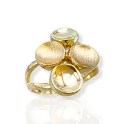 Дамски златен пръстен с кръгли матирани и полирани плочки 14K RG12230