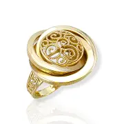 Дамски златен пръстен с кръгъл филигранен елемент 14K RG12233