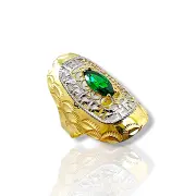 Дамски златен пръстен със зелен камък 3.32гр м60 14К/585 RG8699