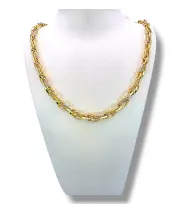 Дамски златен синджир с гравирани и полирани халки 14K RG11613