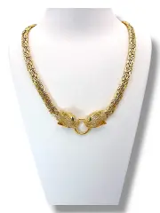 Дамски златен синджир с две глави Пантера 14K RG10675