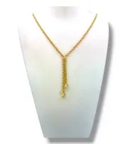 Луксозен златен синджир въже с висулки за дами 14K RG11717