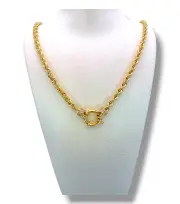 Елегантен златен синджир въже с инкрустация циркони 14K RG11721
