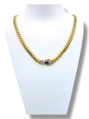 Дамски златен синджир Monaco Chain с паве закопчаване CLASSIC PLAIN / PLAVE LOCK 14К RG10977