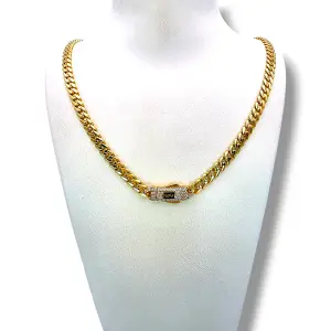 Елегантно дамско златно колие Monaco Chain PAVE LOCK 14К RG11763