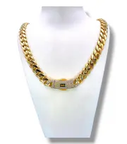 Масивно дамско златно колие Monaco Chain PAVE LOCK 14К RG11764