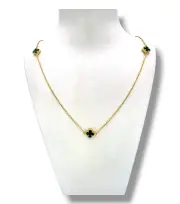 Дамски златен синджир Van Cleef с малахит 14K RG11822