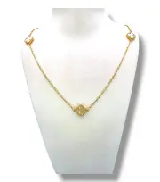 Луксозен дамски златен синджир Van Cleef със седеф 14K RG11825