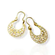 Ажурни дамски златни обеци Кошници със звезда и орнаменти 14K RG13324