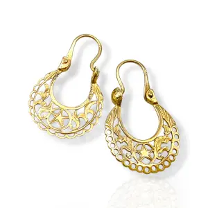Елегантни златни обеци тип Кошници със звезда и филигран 14K RG13325