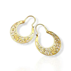 Флорални златни обеци Кошници с ажурна изработка 14K RG13326