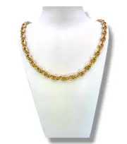 Златно дамско колие с гравирани звена и бяло злато 14K RG11405