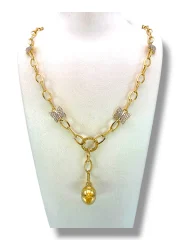 Дамско златно колие с пеперуди и висулка топка 14K RG12942