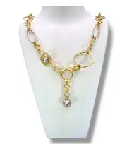 Дамско златно колие с геометрия и висулка топче 14K RG11733