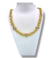 Луксозно дамско златно колие с кръгли акценти 14K RG11734