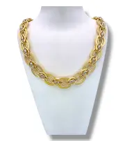 Масивно дамско златно колие с гравирани орнаменти 14K RG11736