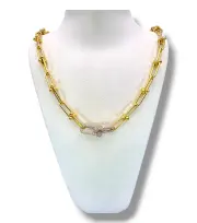 Дамско златно колие Тифани с инкрустирани циркони 14K RG11737