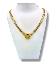 Дамско златно колие с кръгла закопчалка и циркони 14K RG11738