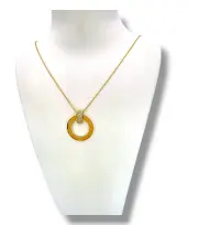 Стилно дамско златно колие Картие с кръгла висулка 14K RG11661