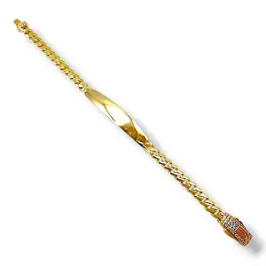 Детска златна гривна Monaco Chain с плочка за гравиране 14К RG11026